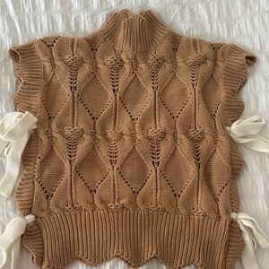 Chic Tan Knit Sweater Vest